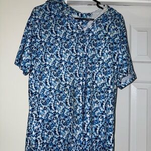 Tailorbyrd Blue White Speckled Short Sleeve golf polo